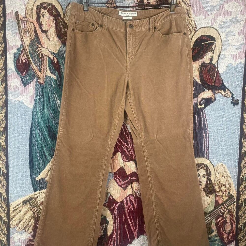 Tan corduroy Pants distressed woman’s Tommy Hilfiger Petite bootcut Lowrise 14P